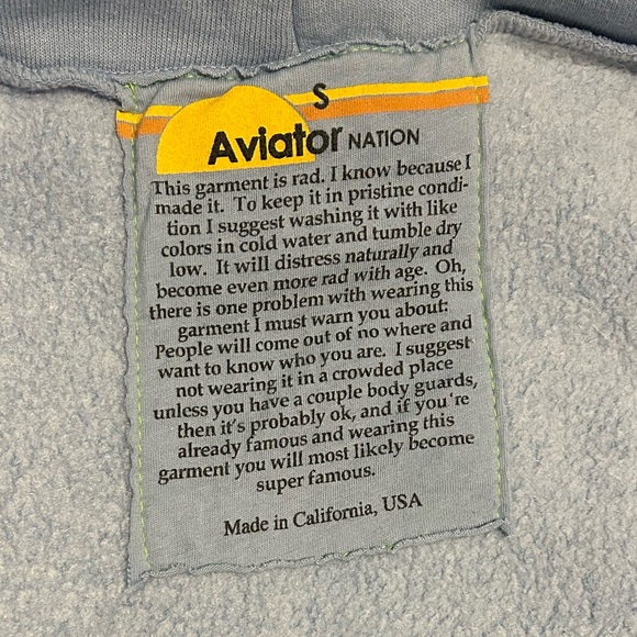 EUC Aviator Nation Light Blue Hoodie with Multicolor Arm Logo - Picture 10 of 13